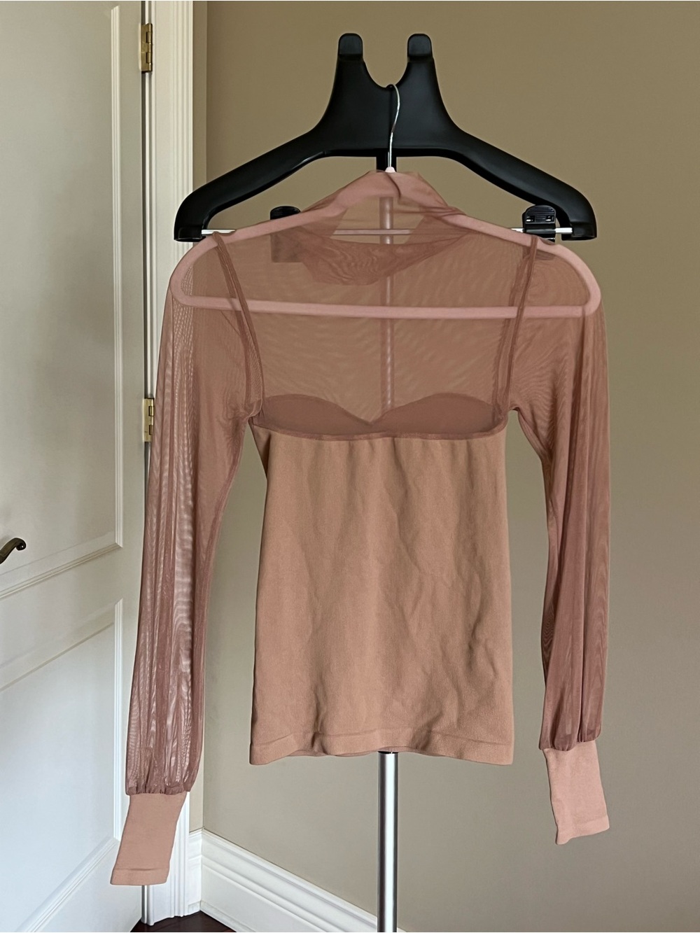 Intimately Free People Nude Illusion Mesh Long Sleeve Top M/L - Picture 3 of 4